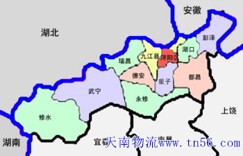 东莞到九江物流地图