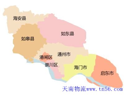 东莞到南通市物流地图