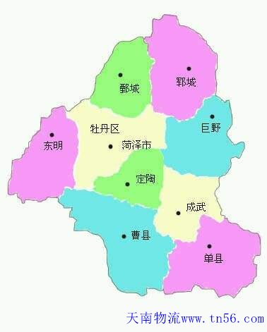 东莞到菏泽市物流地图